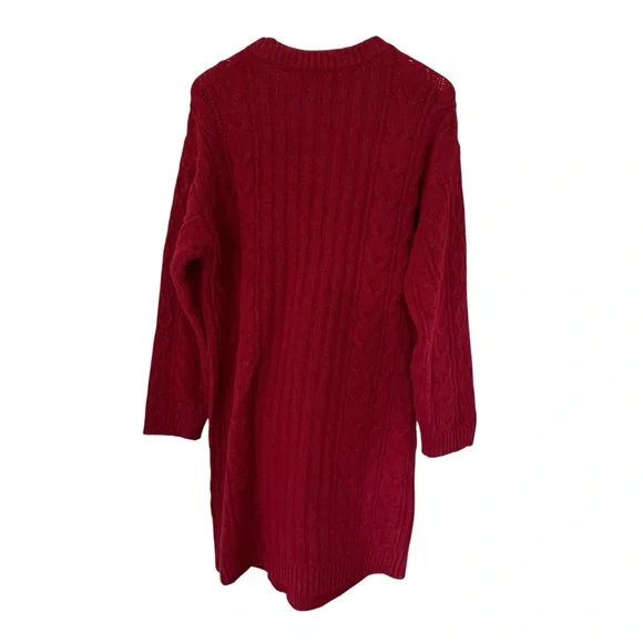 NWT Universal Thread Long Sleeve Cable Knit Mini Maroon Sweater Dress Size Small - Picture 3 of 12
